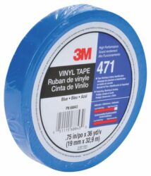 3M™ Vinyl Tape 471, Blue, 1/2 in x 36 yd, 5.2 mil, PN36408, Individually Wrapped image 3M™ Vinyl Tape 471, Blue, 1/2 in x 36 yd, 5.2 mil, PN36408, Individually Wrappedimage