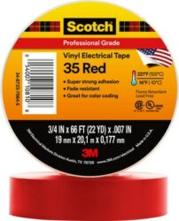 Scotch® Vinyl Color Coding Electrical Tape 35, 3/4 in x 66 ft, Red image Scotch® Vinyl Color Coding Electrical Tape 35, 3/4 in x 66 ft, Redimage