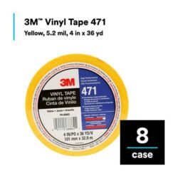 3M™ Vinyl Tape 471, Yellow, 4 in x 36 yd, 5.2 mil, 8 rolls per case, Individually Wrappedimage