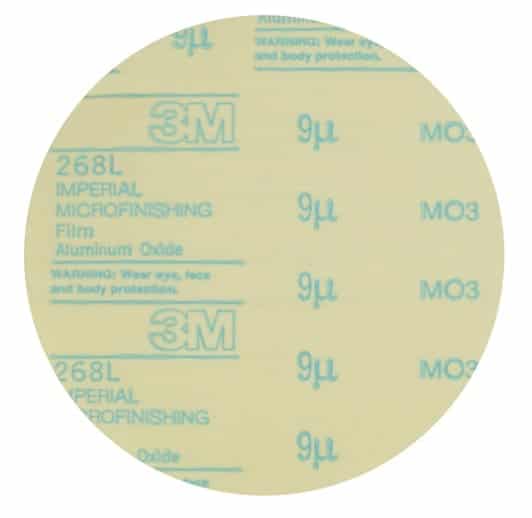 3M™ Microfinishing PSA Film Disc 268L, 9 Mic 3MIL, Type D, 5 in x NH, Die 500X, 25/Bag, 500 ea/Case