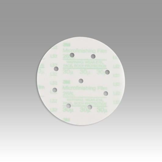 3M™ Hookit™ Microfinishing Film Disc 268L, 30 Mic 3MIL, Type D, 6 in x 1/4 in, D/F 8HL, Die 600JX, 25/Bag, 500 ea/Case