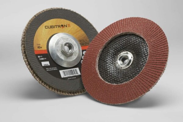 3M™ Cubitron™ II Flap Disc 967A, 40+, T29 Quick Change, 7 in x 5/8"-11, 5 ea/Case