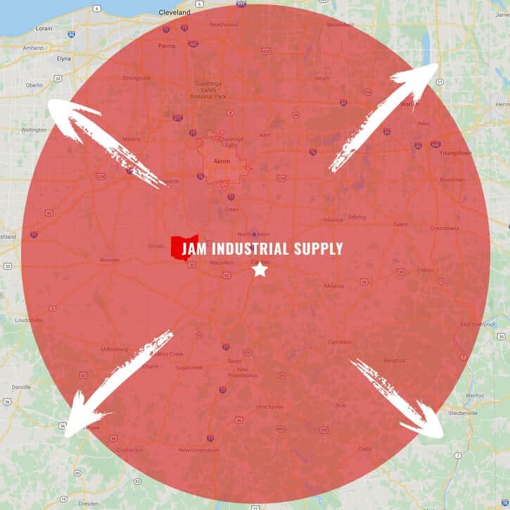 JAM Industrial Supply Ohio Service Map