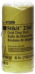 3M™ Stikit™ Gold Disc Roll, 01209, 6 in, P180A 3M stock# 7000118152 image 3M™ Stikit™ Gold Disc Roll, 01209, 6 in, P180A 3M stock# 7000118152image