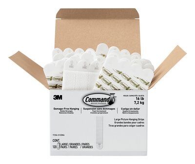 Command Picture Hanging Strips, Value Pack, Large, Removable, 0.75 x 3.65, White, 120 Pairs/Pack