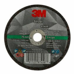 3M™ Silver Cut-Off Wheel, 87458, T1, 3 in x .035 in x 3/8 in image 3M™ Silver Cut-Off Wheel, 87458, T1, 3 in x .035 in x 3/8 inimage