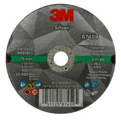 3M™ Silver Cut-Off Wheel, 87459, T1, 3 in x .060 in x 3/8 in image 3M™ Silver Cut-Off Wheel, 87459, T1, 3 in x .060 in x 3/8 inimage