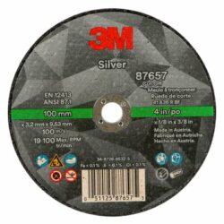 3M™ Silver Cut-Off Wheel, 87657, Type 1, 4 in x 1/8 in x 3/8 in. image 3M™ Silver Cut-Off Wheel, 87657, Type 1, 4 in x 1/8 in x 3/8 in.image