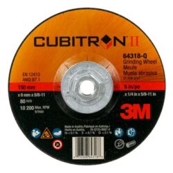 3M™ Cubitron™ II Depressed Center Grinding Wheel, 64318, Quick Change, Type 27, 6 in x 1/4 in x 5/8″-11 – OBSOLETEimage