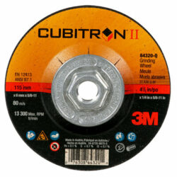 3M™ Cubitron™ II Depressed Center Grinding Wheel, 64320, Quick Change, T27, 4-1/2 in x 1/4 in x 5/8″-11 – OBSOLETE image 3M™ Cubitron™ II Depressed Center Grinding Wheel, 64320, Quick Change, T27, 4-1/2 in x 1/4 in x 5/8″-11 – OBSOLETEimage