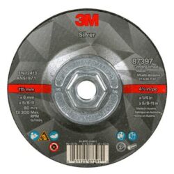 3M™ Silver Depressed Center Grinding Wheel, 87397, T27 Quick Change, 4.5 in x 1/4 in x 5/8 in-11 in image 3M™ Silver Depressed Center Grinding Wheel, 87397, T27 Quick Change, 4.5 in x 1/4 in x 5/8 in-11 inimage