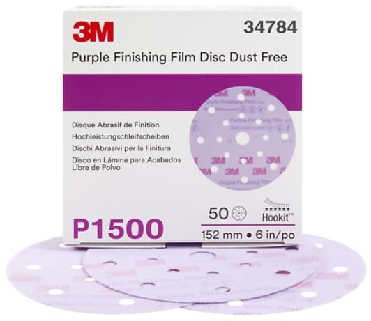 3M™ Hookit™ Purple Finishing Film Abrasive Disc 260L, 34784, 6 in, Dust Free, P1500, 50 discs per carton, 4 cartons per case - Image 4
