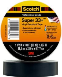 Scotch® Super 33+ Vinyl Electrical Tape, 1-1/2 in x 36 yd, 1-1/2 in Core, Black, 50 rolls/Case image Scotch® Super 33+ Vinyl Electrical Tape, 1-1/2 in x 36 yd, 1-1/2 in Core, Black, 50 rolls/Caseimage