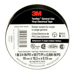 3M™ Temflex™ Vinyl Electrical Tape 165, Black, 3/4 in x 60 ft x .006 in image 3M™ Temflex™ Vinyl Electrical Tape 165, Black, 3/4 in x 60 ft x .006 inimage