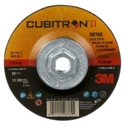 3M™ Cubitron™ II Cut and Grind Wheel, 28762, T27 Quick Change, 4 1/2 in x 1/8 in x 5/8 in-11 in – OBSOLETE image 3M™ Cubitron™ II Cut and Grind Wheel, 28762, T27 Quick Change, 4 1/2 in x 1/8 in x 5/8 in-11 in – OBSOLETEimage