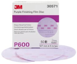 3M™ Hookit™ Purple Finishing Film Abrasive Disc 260L, 30571, 5 in, P600, 50 discs per carton, 4 cartons per case image 3M™ Hookit™ Purple Finishing Film Abrasive Disc 260L, 30571, 5 in, P600, 50 discs per carton, 4 cartons per caseimage
