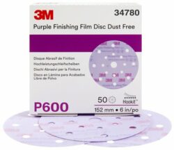 3M™ Hookit™ Purple Finishing Film Abrasive Disc 260L, 34780, 6 in, Dust Free, P600 image 3M™ Hookit™ Purple Finishing Film Abrasive Disc 260L, 34780, 6 in, Dust Free, P600image