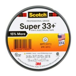 Scotch® Super 33+ Vinyl Electrical Tape, 3/4 in x 76 ft, 1 in Core, Black image Scotch® Super 33+ Vinyl Electrical Tape, 3/4 in x 76 ft, 1 in Core, Blackimage