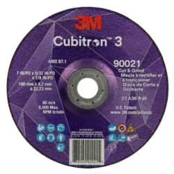 3M™ Cubitron™ 3 Cut and Grind Wheel, 90021, 36+, T27, 7 in x 5/32 in x 7/8 in, ANSI image 3M™ Cubitron™ 3 Cut and Grind Wheel, 90021, 36+, T27, 7 in x 5/32 in x 7/8 in, ANSIimage