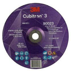 3M™ Cubitron™ 3 Cut and Grind Wheel, 90023, 36+, T27, 9 in x 5/32 in x 7/8 in, ANSI image 3M™ Cubitron™ 3 Cut and Grind Wheel, 90023, 36+, T27, 9 in x 5/32 in x 7/8 in, ANSIimage