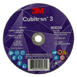 3M™ Cubitron™ 3 Cut-Off Wheel, 90034, 36+, T1, 4 in x 0.045 in x 3/8 in, ANSIimage