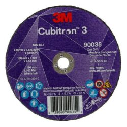 3M™ Cubitron™ 3 Cut-Off Wheel, 90035, 36+, T1, 4 in x 0.125 in x 3/8 in, ANSIimage