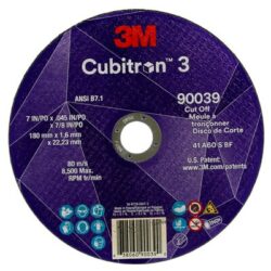 3M™ Cubitron™ 3 Cut-Off Wheel, 90039, 60+, T1, 7 in x 0.09 in x 7/8 in, ANSIimage