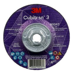 3M™ Cubitron™ 3 Cut-Off Wheel, 90043, 36+, T27, 4-1/2 in x 0.125 in x 5/8 in-11, ANSI image 3M™ Cubitron™ 3 Cut-Off Wheel, 90043, 36+, T27, 4-1/2 in x 0.125 in x 5/8 in-11, ANSIimage