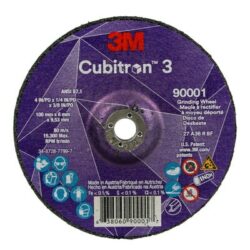 3M™ Cubitron™ 3 Depressed Center Grinding Wheel, 90001, 36+, T27, 4 in x 1/4 in x 3/8 in, ANSIimage