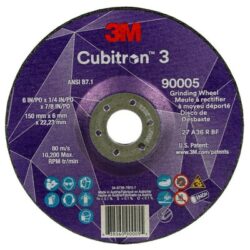 3M™ Cubitron™ 3 Depressed Center Grinding Wheel, 90005, 36+, T27, 6 in x 1/4 in x 7/8 in, ANSIimage