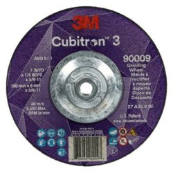 3M™ Cubitron™ 3 Depressed Center Grinding Wheel, 90009, 36+, T27, 7 in x 1/4 in x 5/8 in-11, ANSI image 3M™ Cubitron™ 3 Depressed Center Grinding Wheel, 90009, 36+, T27, 7 in x 1/4 in x 5/8 in-11, ANSIimage