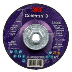 3M™ Cubitron™ 3 Cut and Grind Wheel, 88990, 36+, T27, 5 in x 1/8 in x 5/8 in-11, ANSI image 3M™ Cubitron™ 3 Cut and Grind Wheel, 88990, 36+, T27, 5 in x 1/8 in x 5/8 in-11, ANSIimage