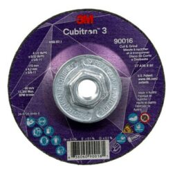 3M™ Cubitron™ 3 Cut and Grind Wheel, 90016, 36+, T27, 4-1/2 in x 5/32 in x 5/8 in-11, ANSI image 3M™ Cubitron™ 3 Cut and Grind Wheel, 90016, 36+, T27, 4-1/2 in x 5/32 in x 5/8 in-11, ANSIimage