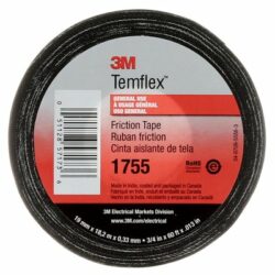 3M™ Temflex™ Cotton Friction Tape 1755, 3/4 in x 60 ft, Black image 3M™ Temflex™ Cotton Friction Tape 1755, 3/4 in x 60 ft, Blackimage