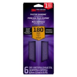 3M™ Pro Grade Precision™ Faster Sanding Sheets w/ NO-SLIP GRIP™ Backing,SHTR180-PGP-6T,3 2/3 in x 9 in, 180 Gr, 6 Shts/pk image 3M™ Pro Grade Precision™ Faster Sanding Sheets w/ NO-SLIP GRIP™ Backing,SHTR180-PGP-6T,3 2/3 in x 9 in, 180 Gr, 6 Shts/pkimage