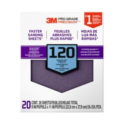 3M™ Pro Grade Precision™ Faster Sanding Sheets w/ NO-SLIP GRIP™ Backing SHCP120-PGP20T, 9 in x 11 in, 120 Gr, 20 Shts/pk image 3M™ Pro Grade Precision™ Faster Sanding Sheets w/ NO-SLIP GRIP™ Backing SHCP120-PGP20T, 9 in x 11 in, 120 Gr, 20 Shts/pkimage