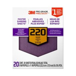 3M™ Pro Grade Precision™ Faster Sanding Sheets w/ NO-SLIP GRIP™ Backing SHCP220-PGP20T, 9 in x 11 in, 220 Gr, 20 Shts/pk image 3M™ Pro Grade Precision™ Faster Sanding Sheets w/ NO-SLIP GRIP™ Backing SHCP220-PGP20T, 9 in x 11 in, 220 Gr, 20 Shts/pkimage
