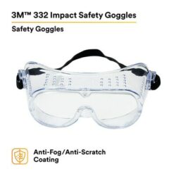 3M™ 332 Impact Safety Goggles Anti-Fog 40651-00000-10, Clear Anti Fog Lens image 3M™ 332 Impact Safety Goggles Anti-Fog 40651-00000-10, Clear Anti Fog Lensimage