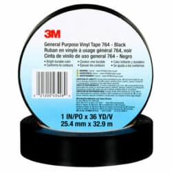 3M™ General Purpose Vinyl Tape 764, Black, 1 in x 36 yd, 5 mil, 36 Roll/Case, Individually Wrapped Conveniently Packaged image 3M™ General Purpose Vinyl Tape 764, Black, 1 in x 36 yd, 5 mil, 36 Roll/Case, Individually Wrapped Conveniently Packagedimage