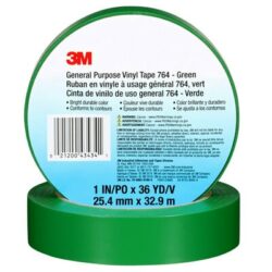 3M™ General Purpose Vinyl Tape 764, Green, 1 in x 36 yd, 5 mil, 36 Roll/Case, Individually Wrapped Conveniently Packaged image 3M™ General Purpose Vinyl Tape 764, Green, 1 in x 36 yd, 5 mil, 36 Roll/Case, Individually Wrapped Conveniently Packagedimage