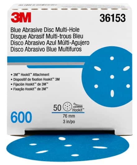 3M™ Hookit™ Blue Abrasive Disc 321U, 36153, 3 in, 600, multi-hole, 50 Discs/Carton, 4 Cartons/Case - Image 3