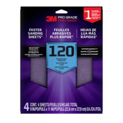 3M™ Pro Grade Precision™ Faster Sanding Sheets w/ NO-SLIP GRIP™ Backing SHR120-PGP-4T, 9 in x 11 in, 120 Gr, 4 Shts/pk image 3M™ Pro Grade Precision™ Faster Sanding Sheets w/ NO-SLIP GRIP™ Backing SHR120-PGP-4T, 9 in x 11 in, 120 Gr, 4 Shts/pkimage