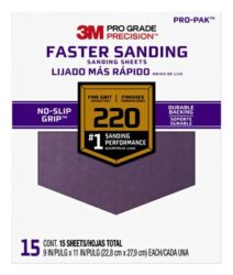 3M™ Pro Grade Precision™ Faster Sanding Sanding Sheets 27220PGP-15, 9 in x 11 in, 220 grit, Fine, 15/pk image 3M™ Pro Grade Precision™ Faster Sanding Sanding Sheets 27220PGP-15, 9 in x 11 in, 220 grit, Fine, 15/pkimage