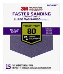 3M™ Pro Grade Precision™ Faster Sanding Sanding Sheets 27080PGP-15, 9 in x 11 in, 80 grit, Coarse, 15/pk image 3M™ Pro Grade Precision™ Faster Sanding Sanding Sheets 27080PGP-15, 9 in x 11 in, 80 grit, Coarse, 15/pkimage