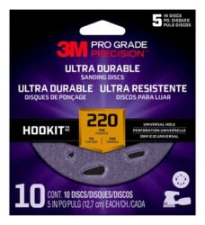 3M™ Pro Grade Precision™ Ultra Durable Universal Hole Sanding Disc DUH5220TRI-10I, 5 inch UH, 220, 10/pack image 3M™ Pro Grade Precision™ Ultra Durable Universal Hole Sanding Disc DUH5220TRI-10I, 5 inch UH, 220, 10/packimage