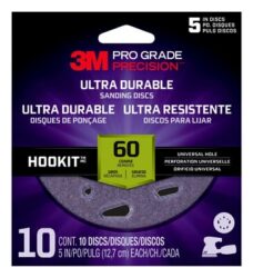 3M™ Pro Grade Precision™ Ultra Durable Universal Hole Sanding Disc DUH560TRI-10I, 5 inch UH, 60, 10/pack image 3M™ Pro Grade Precision™ Ultra Durable Universal Hole Sanding Disc DUH560TRI-10I, 5 inch UH, 60, 10/packimage