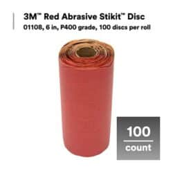 3M™ Red Abrasive Stikit™ Disc, 01108, 6 in, P400 grit image 3M™ Red Abrasive Stikit™ Disc, 01108, 6 in, P400 gritimage