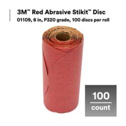 3M™ Red Abrasive Stikit™ Disc, 01109, 6 in, P320 grit image 3M™ Red Abrasive Stikit™ Disc, 01109, 6 in, P320 gritimage