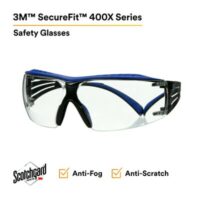 3M™ SecureFit™ 400 Series Safety Glasses SF401XSGAF-BLU, Blue/Gray, Clear Scotchgard™ Anti-Fog/Anti-Scratch Lens - Image 3