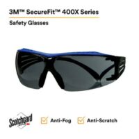3M™ SecureFit™ 400 Series Safety Glasses SF402XSGAF-BLU, Blue/Gray, Gray Scotchgard™ Anti-Fog/Anti-Scratch Lens - Image 3